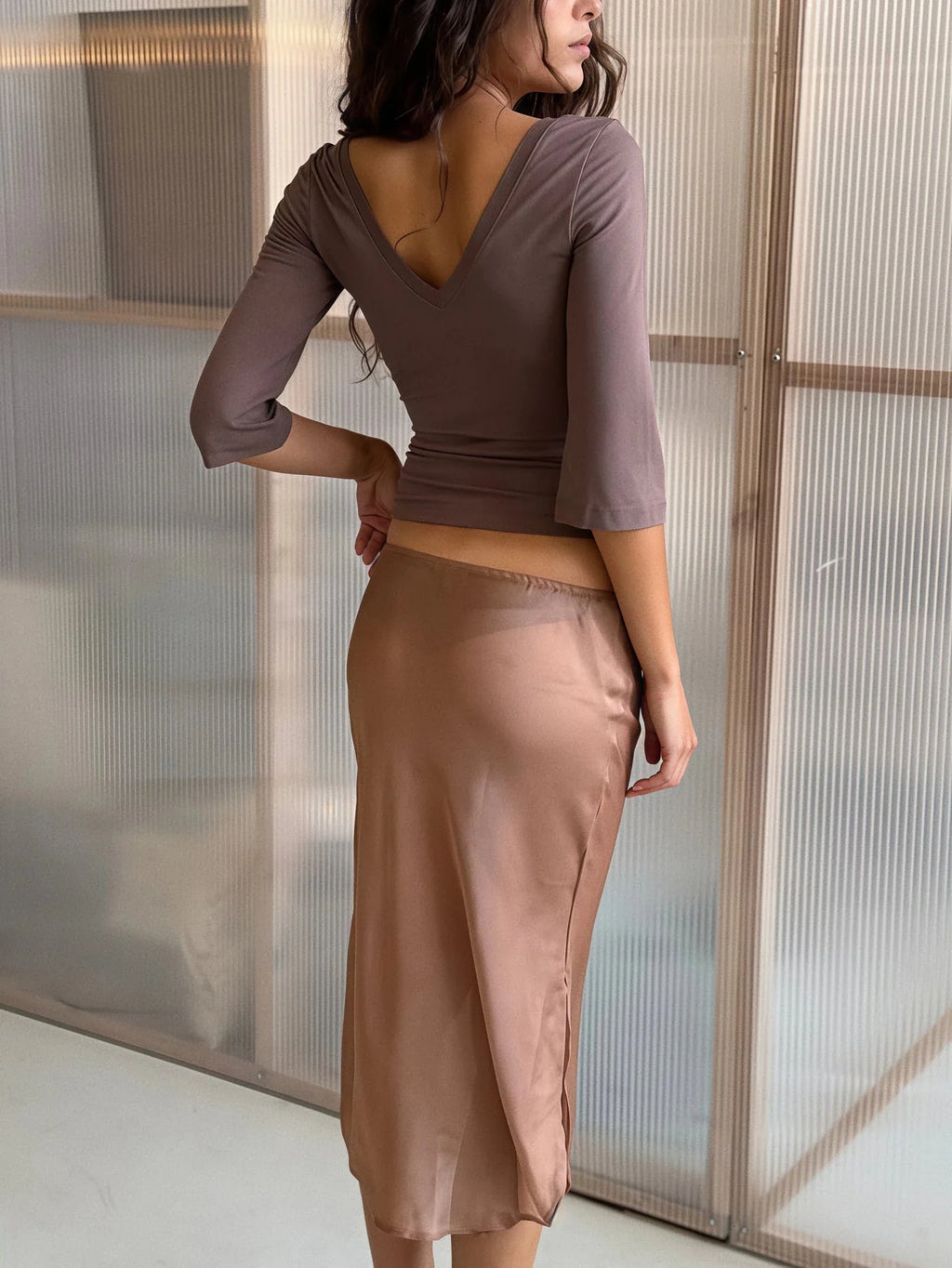 Sofia Deep V Midi Sleeve Tee