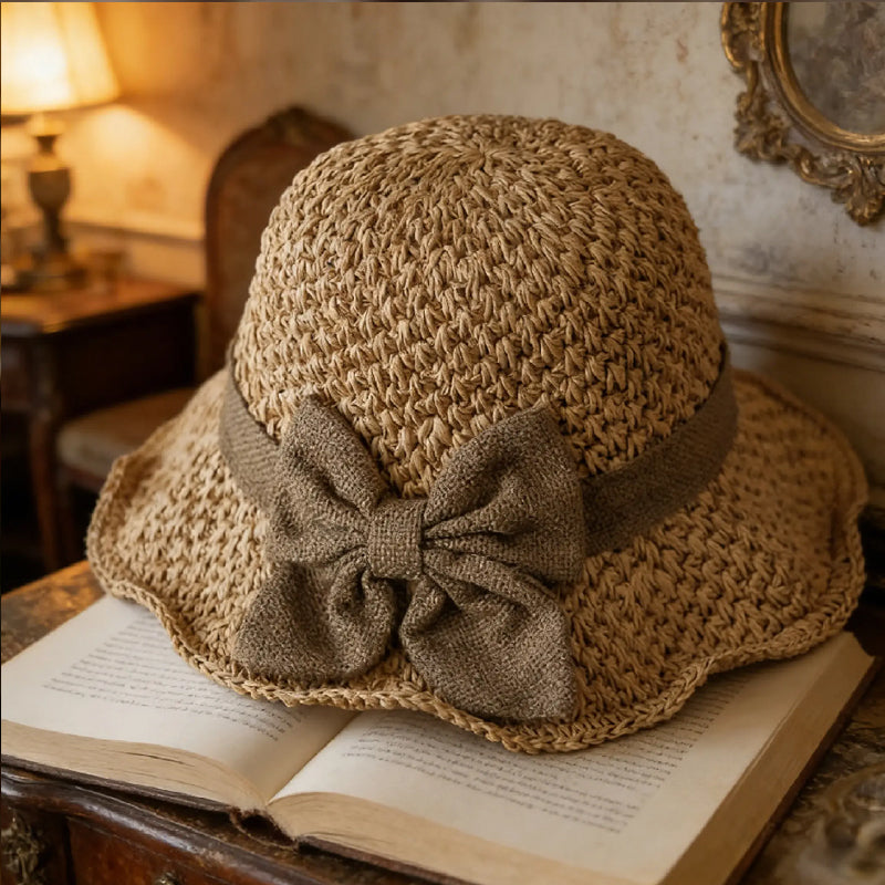 🌞Elegante Sombrero de Paja Tejida con Lazo