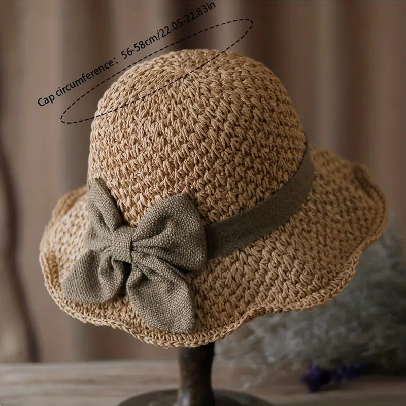 🌞Elegante Sombrero de Paja Tejida con Lazo