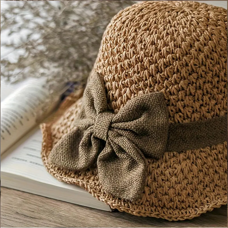 🌞Elegante Sombrero de Paja Tejida con Lazo