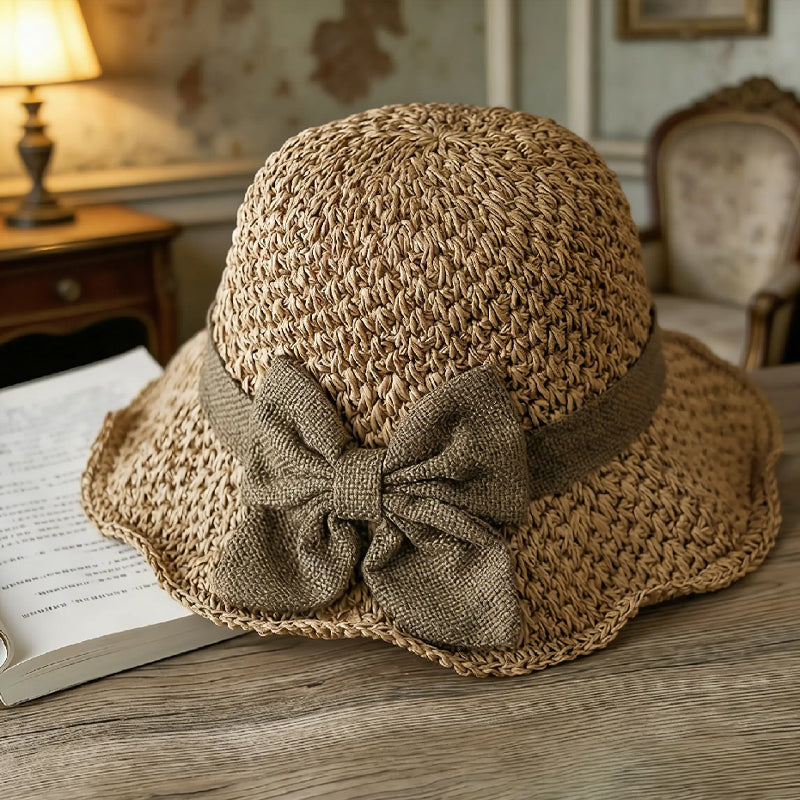 🌞Elegante Sombrero de Paja Tejida con Lazo